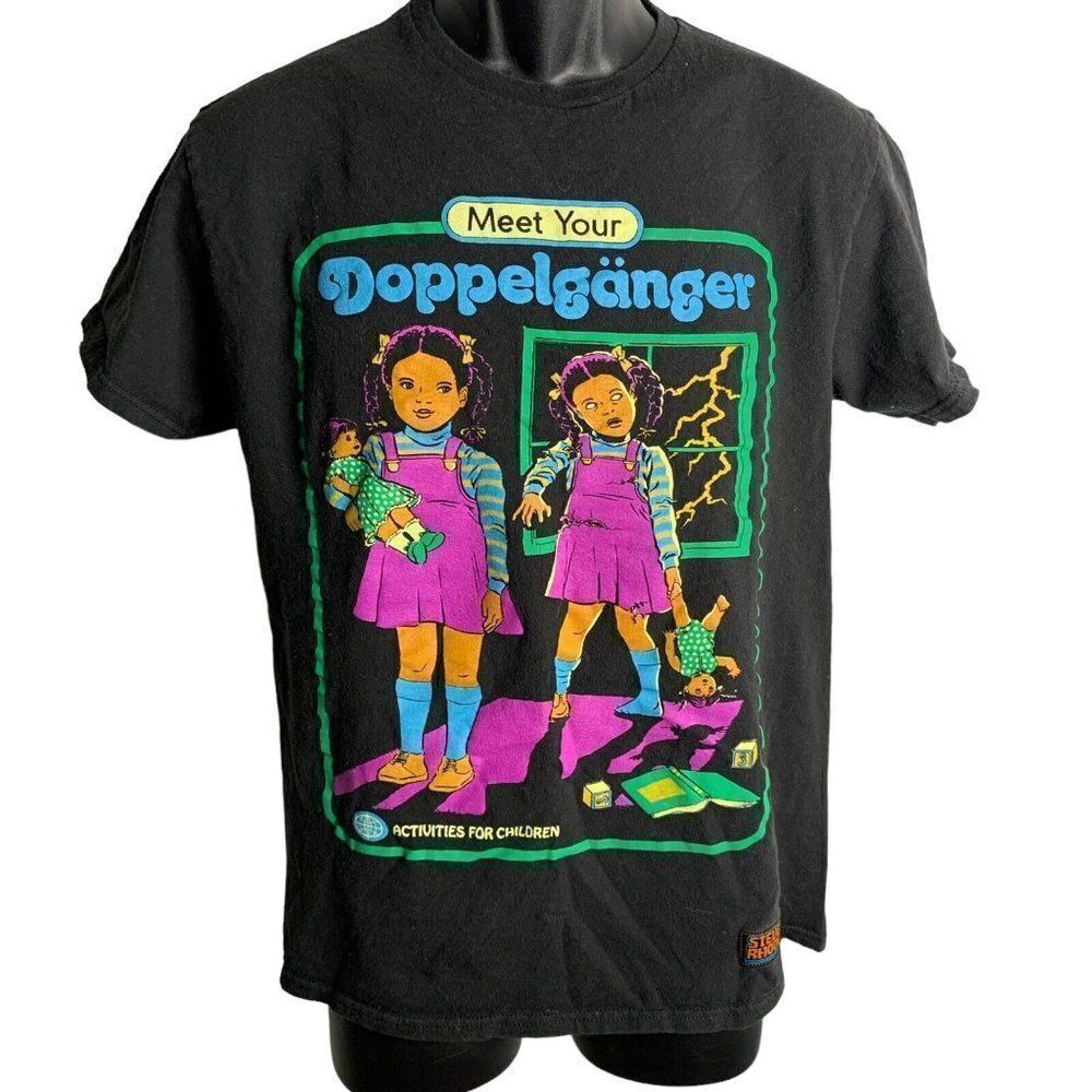 Steven Rhodes Your Doppelganger T Shirt M Black Crewneck Graphic Short Sleeves